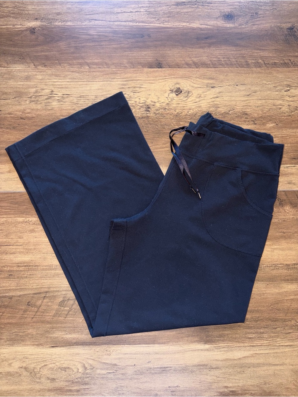 Lululemon Black Wide-Leg Yoga Pants | Size 10 Regular | Drawstring | Pockets